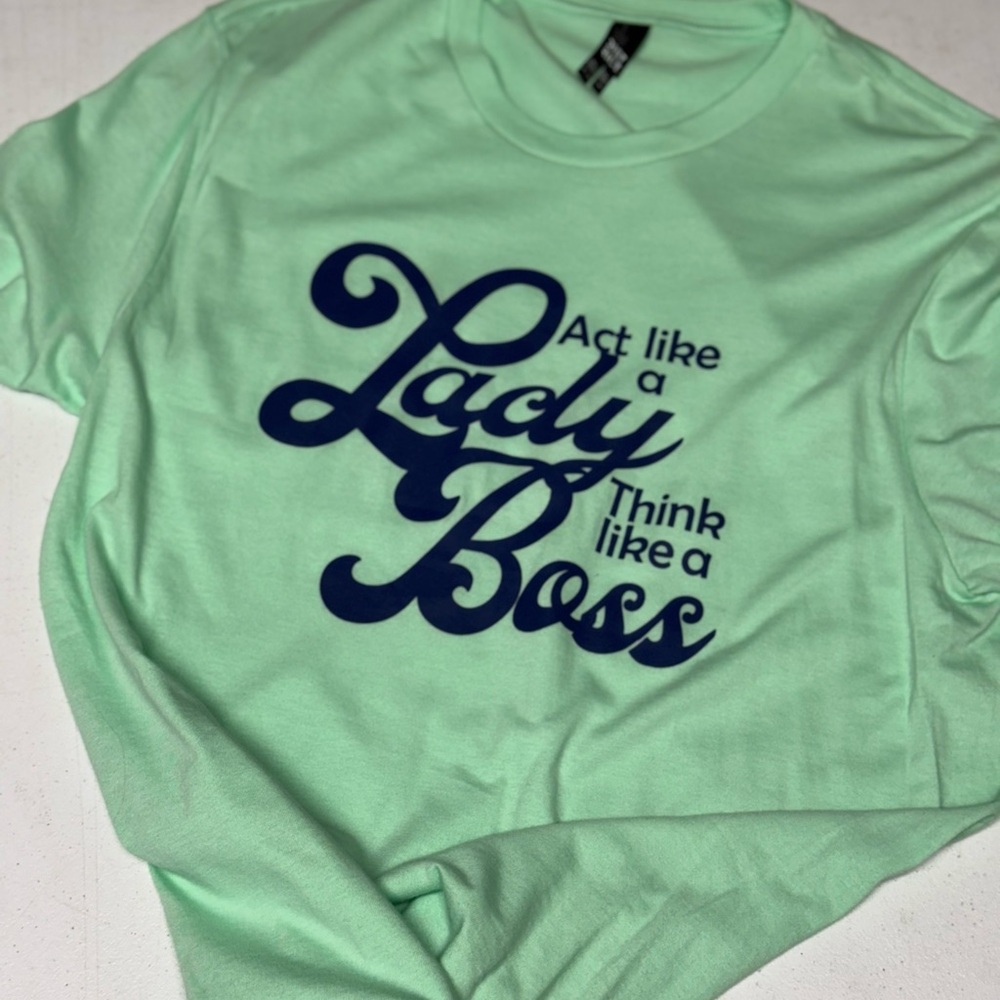 District Mint Green Tee with Navy Print